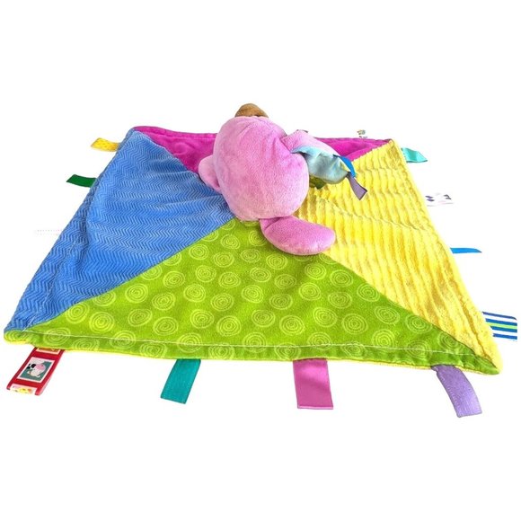 Taggies Bunny Rabbit Lovey Patchkin Pals Pink Plush Security Blanket Toy Sensory - Picture 5 of 13
